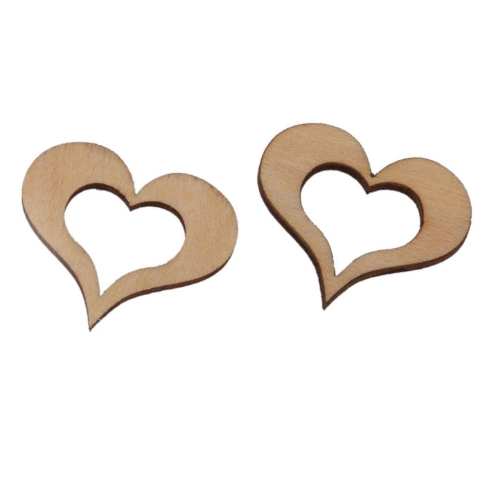 3mm Wooden Blank Hollow Heart Embellishments DIY Crafts 20mm 100pcs