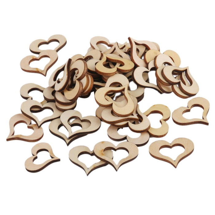 3mm Wooden Blank Hollow Heart Embellishments DIY Crafts 30mm 50pcs