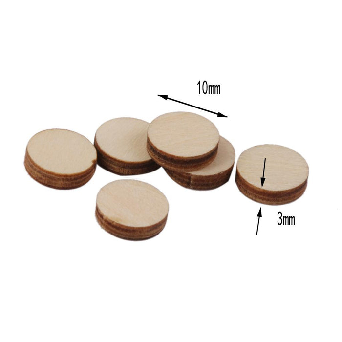 3mm thick Round Wooden Embellishments for DIY Crafts 100pcs 10mm