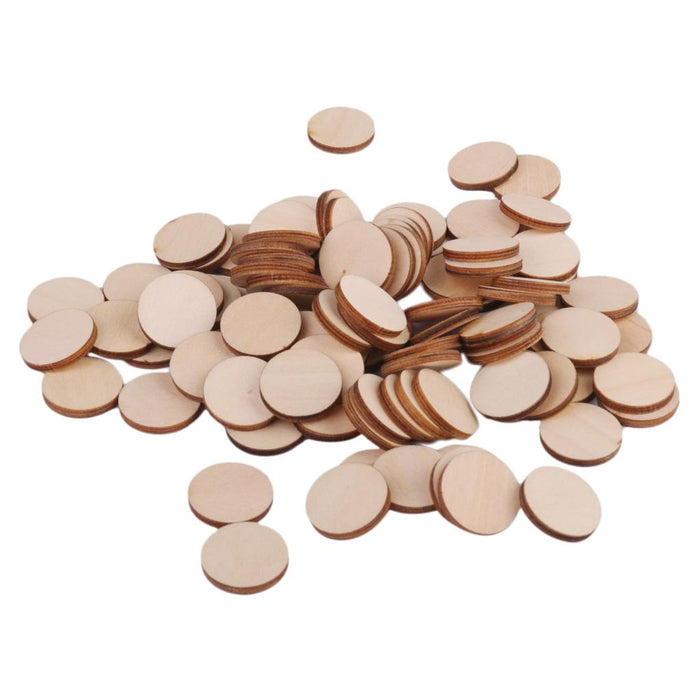 Crofta Wooden Round Shaped Embellishments Card Making Scrapbooking Decoupage Sign Making Plaques DIY Craft Supplies PACK OF 100PCS 20mm