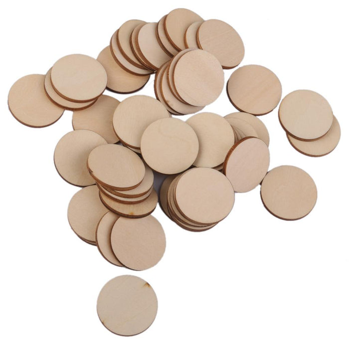 3mm thick Round Wooden Embellishments for DIY Crafts 50pcs 30mm