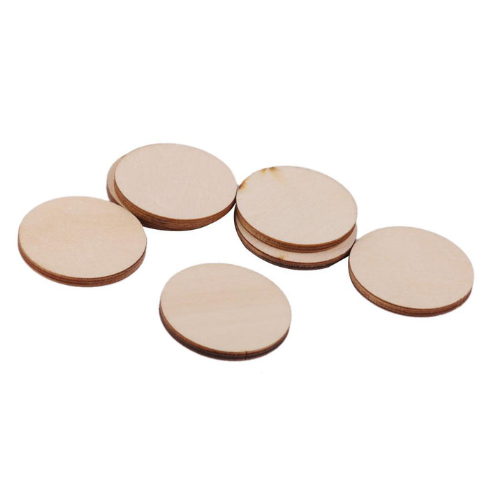 3mm thick Round Wooden Embellishments for DIY Crafts 50pcs 30mm