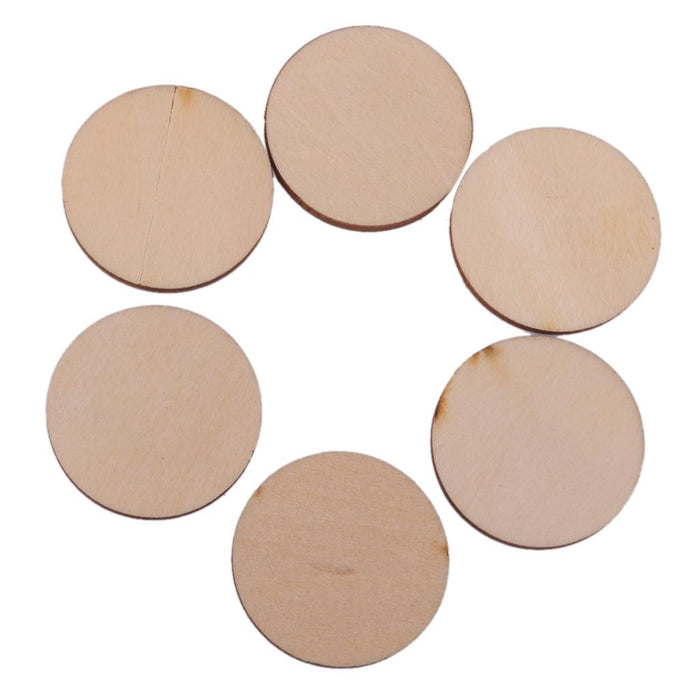 Crofta Pack of 100 Unfinished Wooden Shape Circle Round Embellishments for DIY Crafts Scrapbooking 30mm