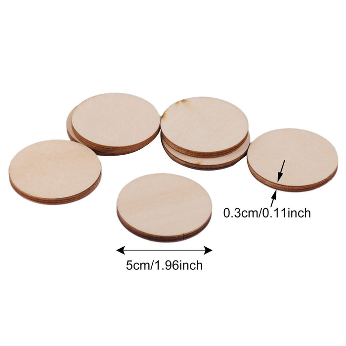 3mm thick Round Wooden Embellishments for DIY Crafts 25pcs 50mm