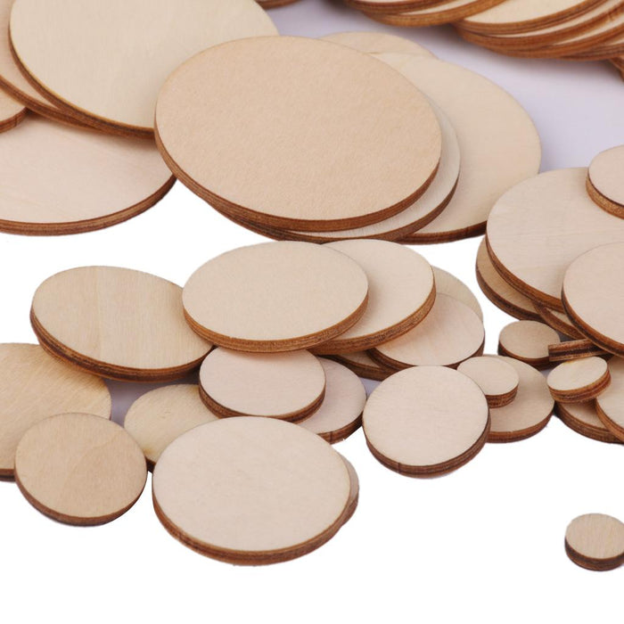 3mm thick Round Wooden Embellishments for DIY Crafts 100pcs 10-50mm