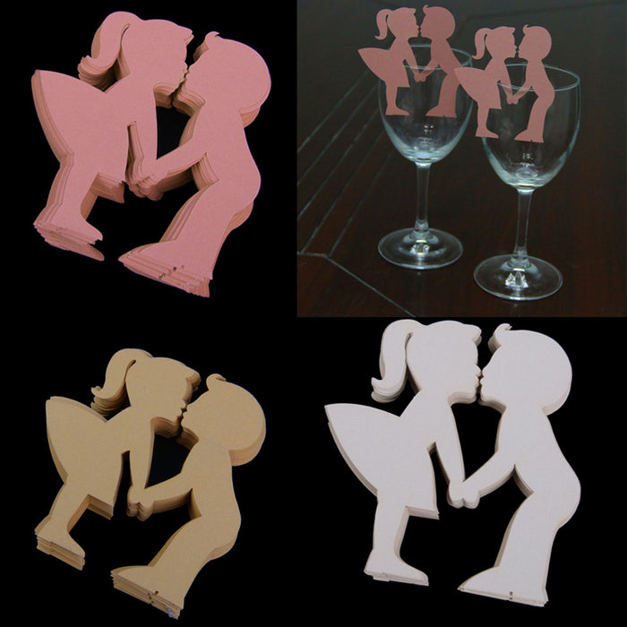 Crofta kiss wedding favor mark wine glass cards table name card laser cut