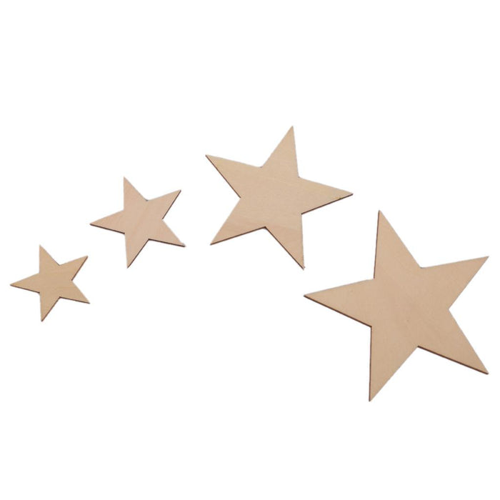 3mm Thick Star Shape Wooden Embellishments for DIY Crafts 50pcs 40mm