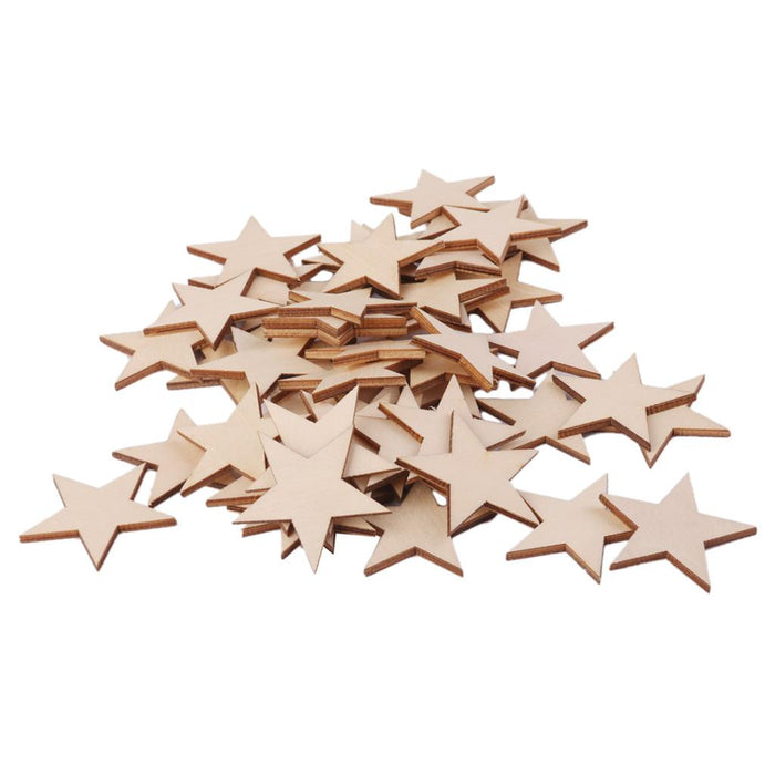 3mm Thick Star Shape Wooden Embellishments for DIY Crafts 50pcs 40mm