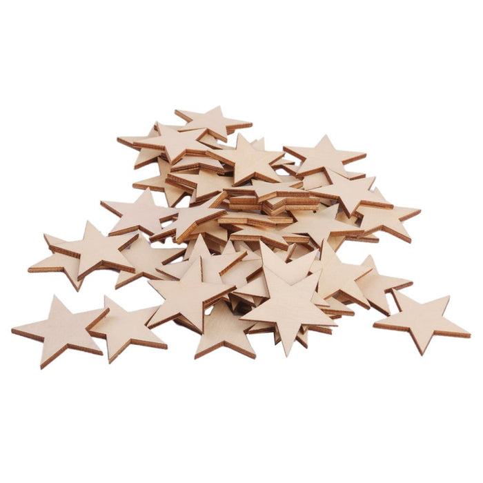 3mm Thick Star Shape Wooden Embellishments for DIY Crafts 50pcs 40mm