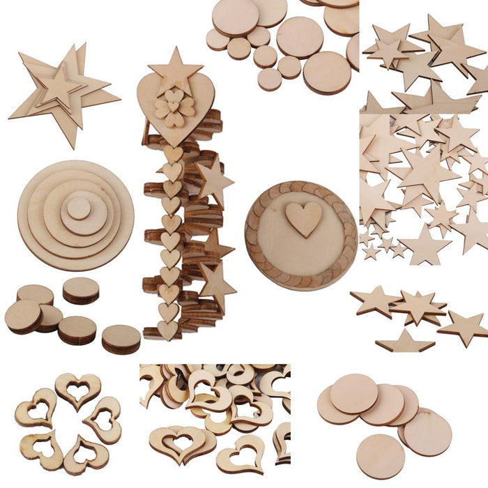 3mm Thick Star Shape Wooden Embellishments for DIY Crafts 50pcs 40mm