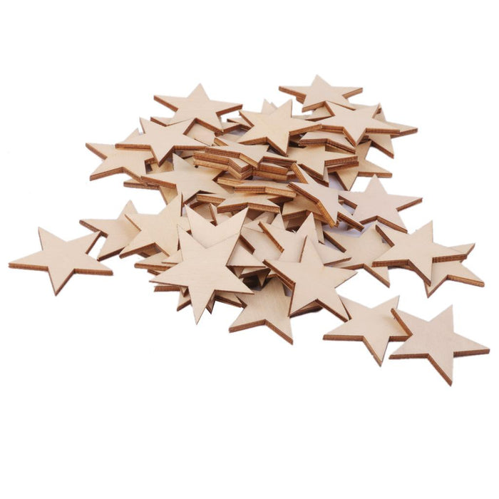 3mm Thick Star Shape Wooden Embellishments for DIY Crafts 50pcs 40mm