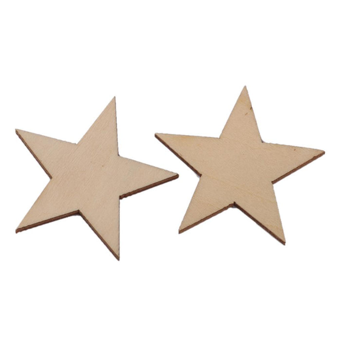 3mm Thick Star Shape Wooden Embellishments for DIY Crafts 50pcs 40mm