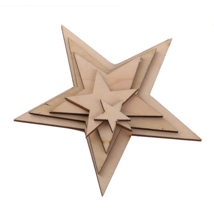 3mm Thick Star Shape Wooden Embellishments for DIY Crafts 25pcs 50mm