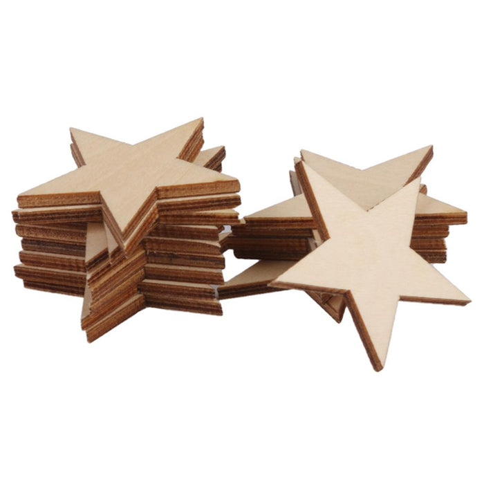 3mm Thick Star Shape Wooden Embellishments for DIY Crafts 25pcs 50mm