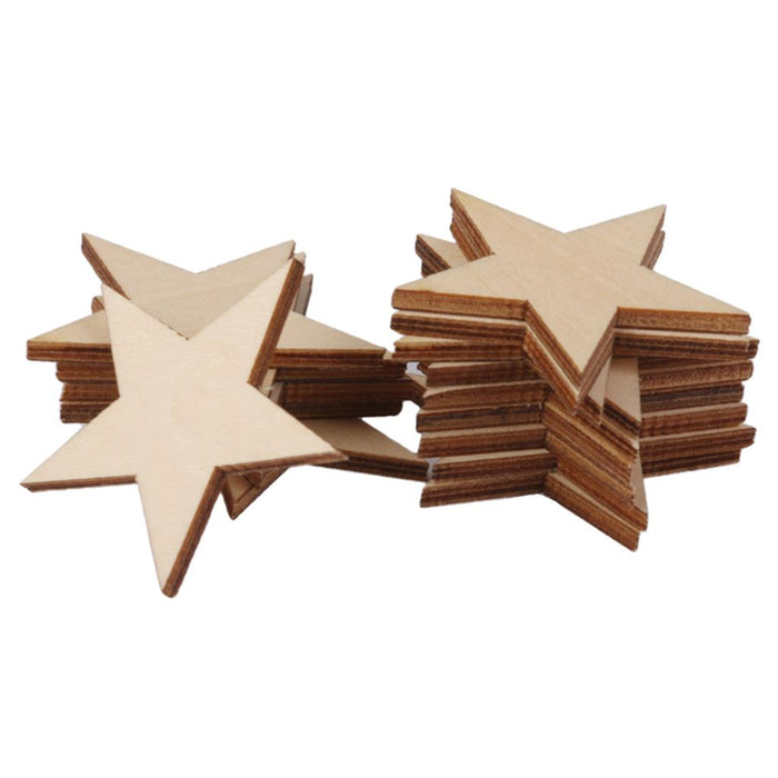 3mm Thick Star Shape Wooden Embellishments for DIY Crafts 25pcs 50mm