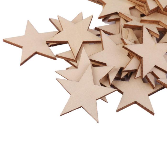 3mm Thick Star Shape Wooden Embellishments for DIY Crafts 25pcs 50mm