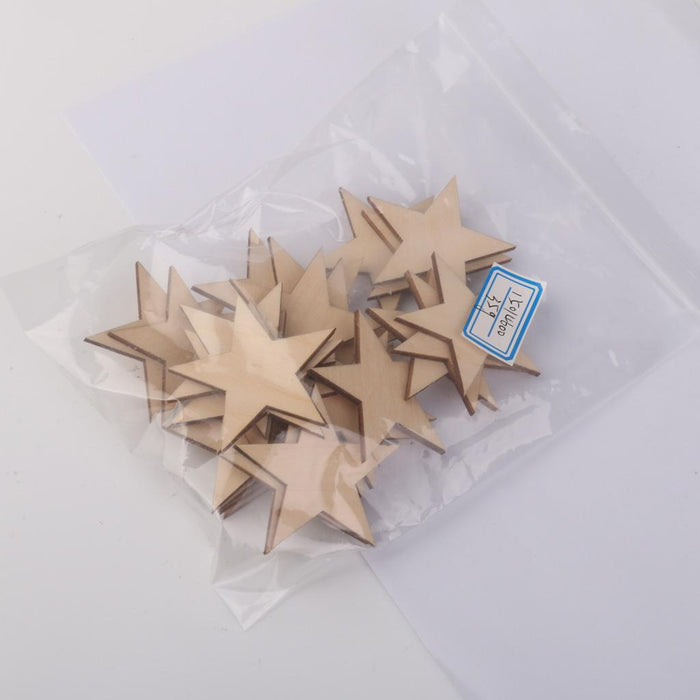 3mm Thick Star Shape Wooden Embellishments for DIY Crafts 25pcs 50mm