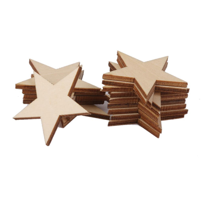 3mm Thick Star Shape Wooden Embellishments for DIY Crafts 25pcs 50mm