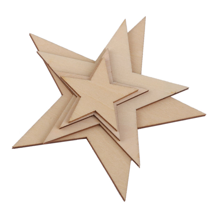 3mm Thick Star Shape Wooden Embellishments for DIY Crafts 10pcs 80mm