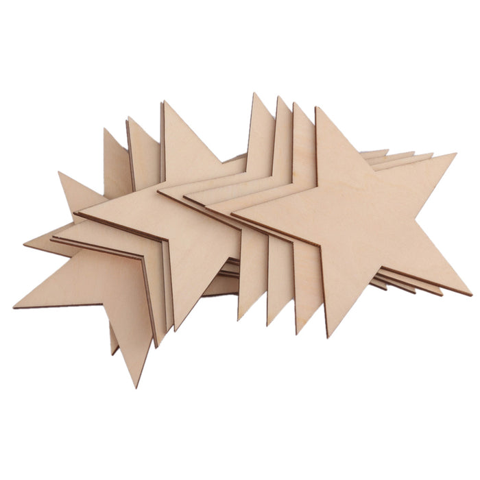 3mm Thick Star Shape Wooden Embellishments for DIY Crafts 10pcs 80mm