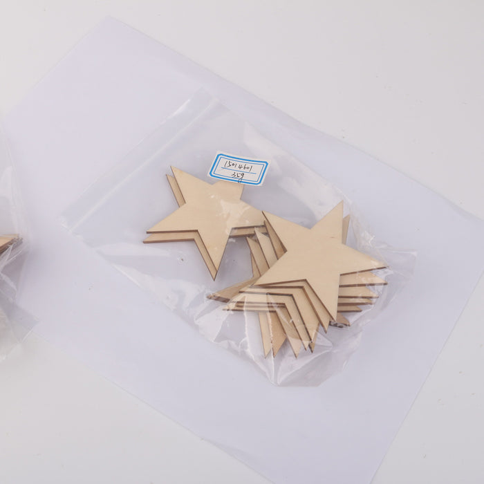 3mm Thick Star Shape Wooden Embellishments for DIY Crafts 10pcs 80mm