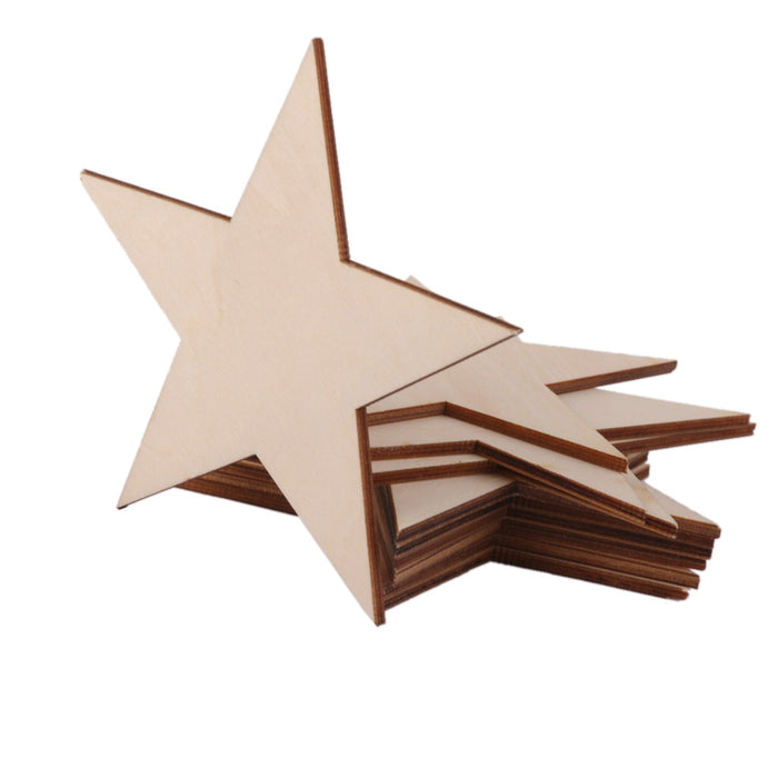 3mm Thick Star Shape Wooden Embellishments for DIY Crafts 10pcs 80mm