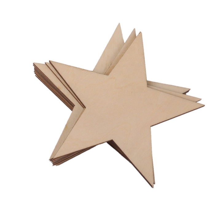 3mm Thick Star Shape Wooden Embellishments for DIY Crafts 10pcs 80mm