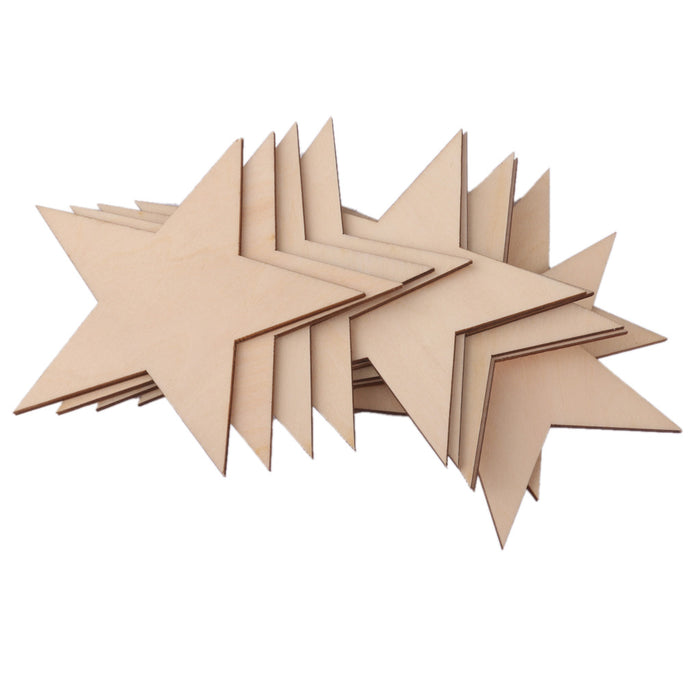 3mm Thick Star Shape Wooden Embellishments for DIY Crafts 10pcs 80mm