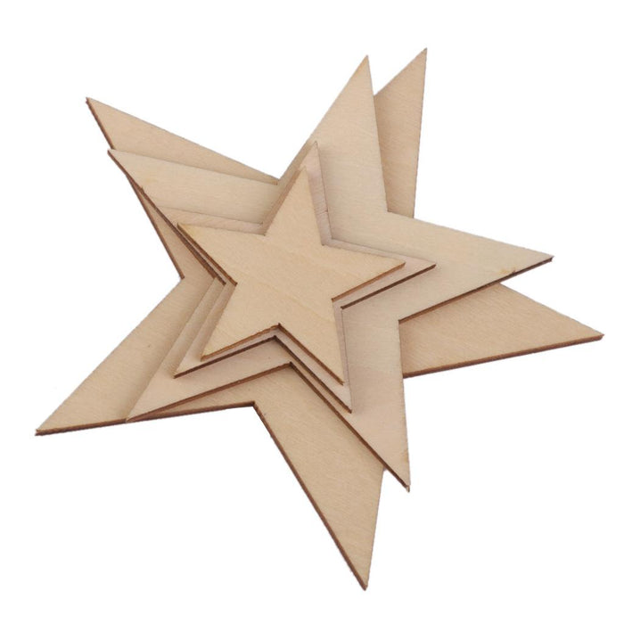 3mm Thick Star Shape Wooden Embellishments for DIY Crafts 10pcs 100mm