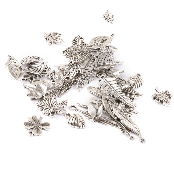 Crofta 100 Pieces Tibetan Silver Mixed Flowers Charms Pendant Beads Making Findings