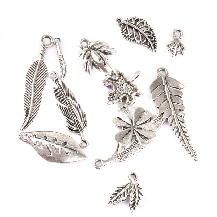 Crofta 100 Pieces Tibetan Silver Mixed Flowers Charms Pendant Beads Making Findings