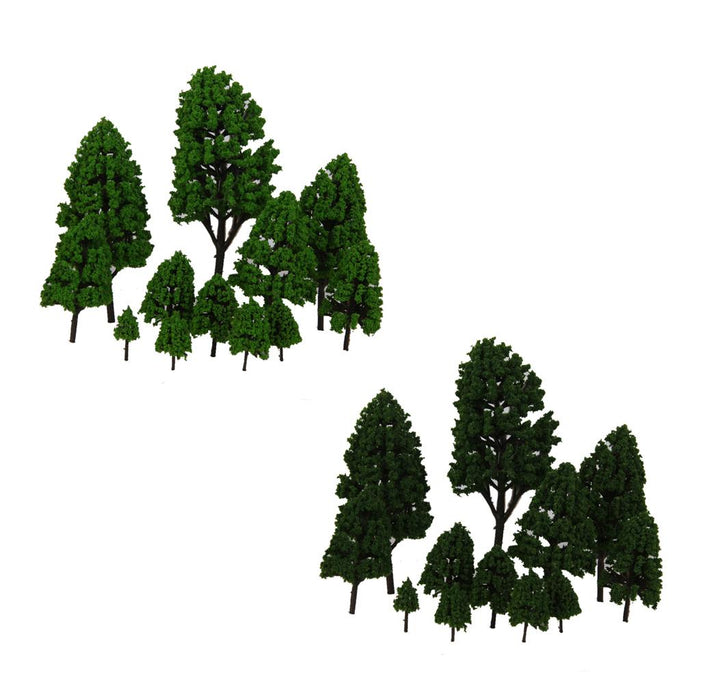 12pcs Poplar Trees Model Dark Green Leaves 2.5-16cm 1:500-1:50