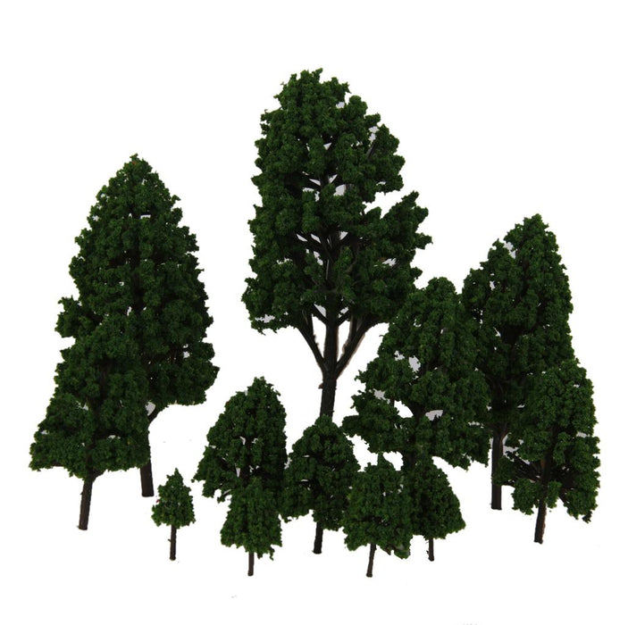 12pcs Poplar Trees Model Dark Green Leaves 2.5-16cm 1:500-1:50