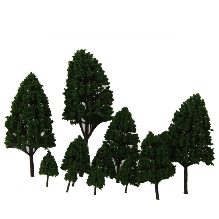 12pcs Poplar Trees Model Dark Green Leaves 2.5-16cm 1:500-1:50