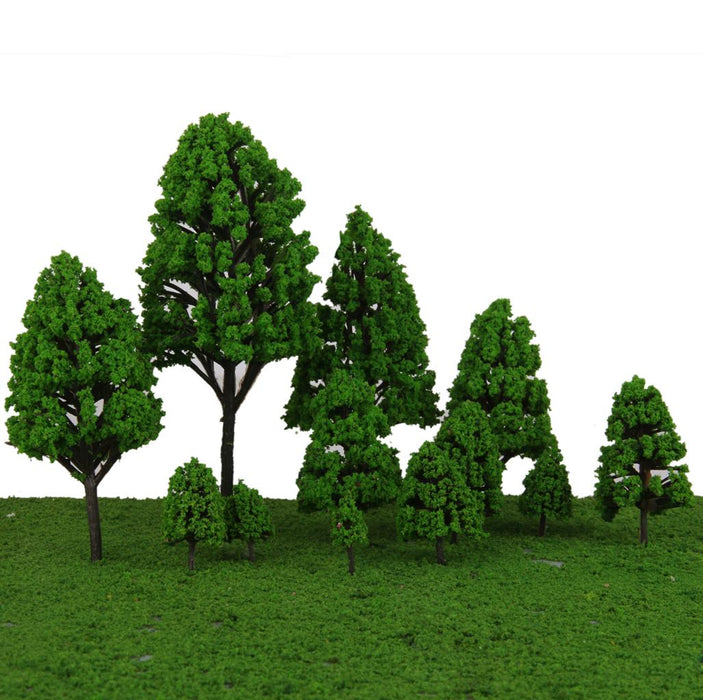 12pcs Poplar Trees Model Light Green Leaves 2.5-16cm 1:500-1:50