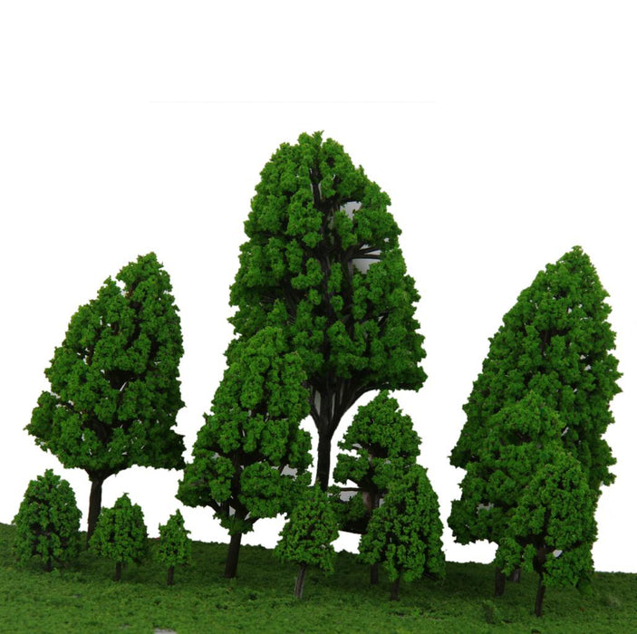 12pcs Poplar Trees Model Light Green Leaves 2.5-16cm 1:500-1:50