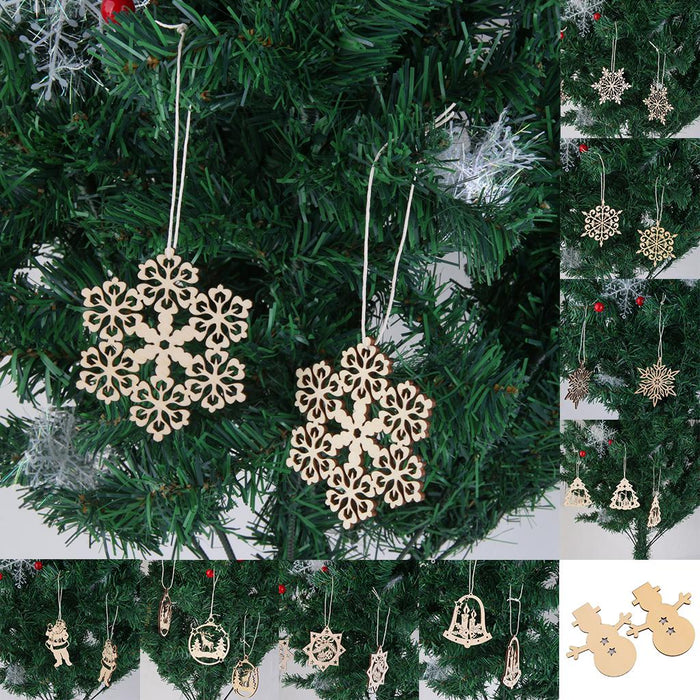 10x Shabby Laser Cut Wood Embellishment Santa Snowflake Xmas Tree Decor 3