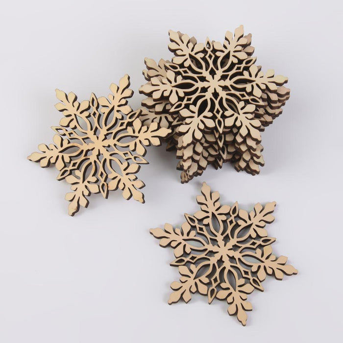 10x Shabby Laser Cut Wood Embellishment Santa Snowflake Xmas Tree Decor 3