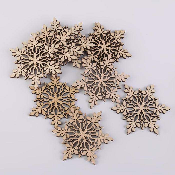 10x Shabby Laser Cut Wood Embellishment Santa Snowflake Xmas Tree Decor 3