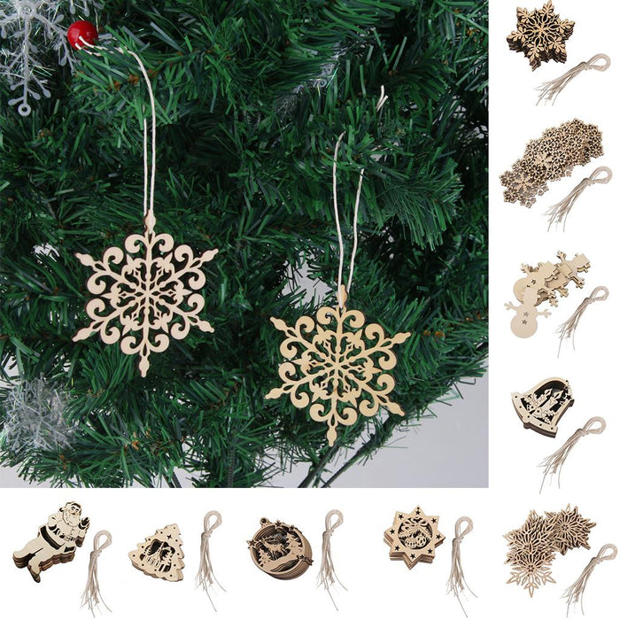 10x Shabby Laser Cut Wood Embellishment Santa Snowflake Xmas Tree Decor 5