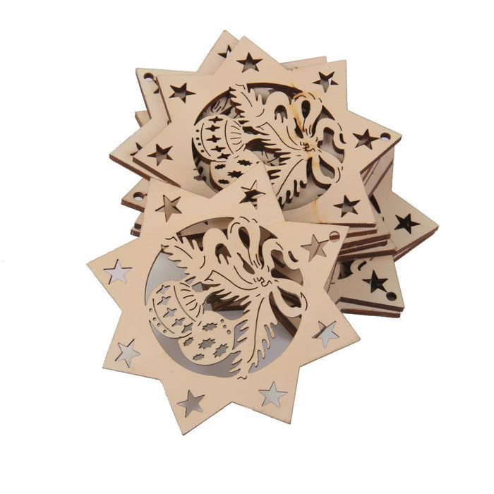 10x Shabby Laser Cut Wood Embellishment Santa Snowflake Xmas Tree Decor 5