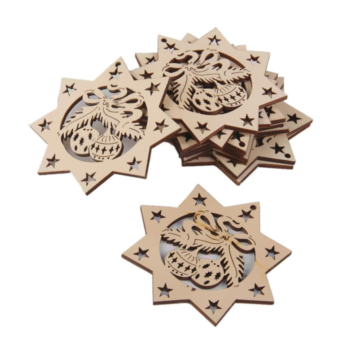 10x Shabby Laser Cut Wood Embellishment Santa Snowflake Xmas Tree Decor 5