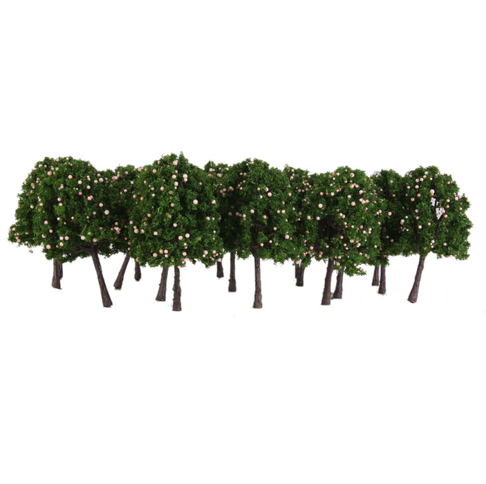 20pcs Model Train Pink Fruit Trees Garden Street Layout Scale 1/100 9.5CM