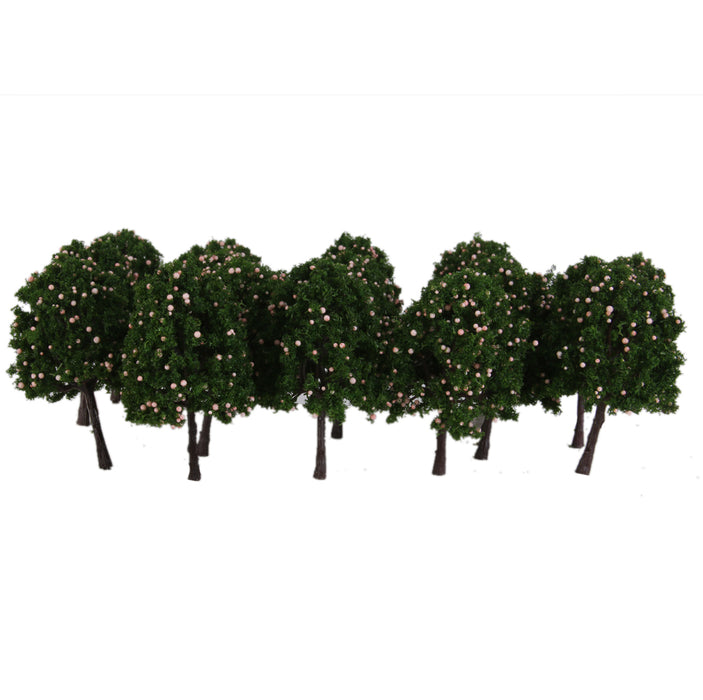 20pcs Model Train Pink Fruit Trees Garden Street Layout Scale 1/100 9.5CM