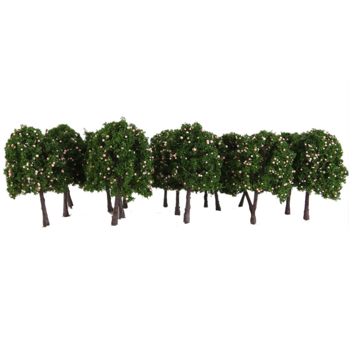 20pcs Model Train Pink Fruit Trees Garden Street Layout Scale 1/100 9.5CM