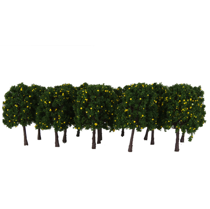 20pcs 6cm Scenery Landscape Train Model Trees w/ Yellow Fruit 1/100