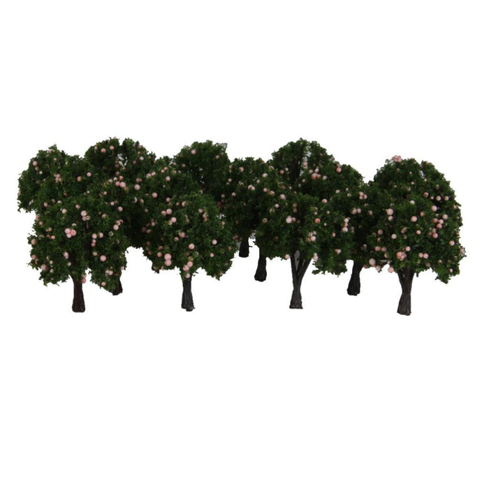 20pcs 4cm Scenery Landscape Train Model Trees w/ Pink Peach Fruit 1/300