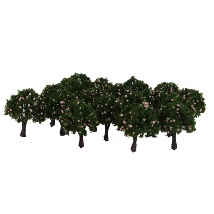 20pcs 4cm Scenery Landscape Train Model Trees w/ Pink Peach Fruit 1/300