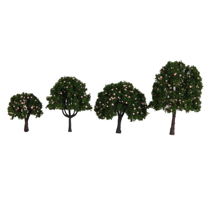 20pcs 4cm Scenery Landscape Train Model Trees w/ Pink Peach Fruit 1/300