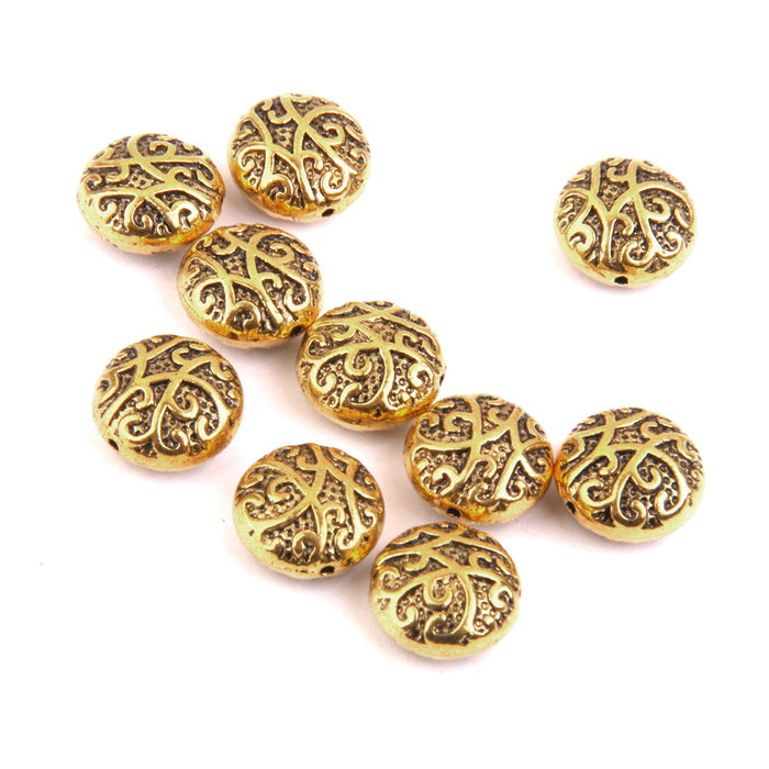 10pcs Gold Alloy Round Spacer Beads 14mm